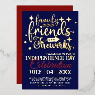 Fourth of July Party Stars Foil Invitation