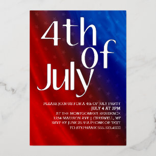 Fourth of July Party Stars Foil Invitation