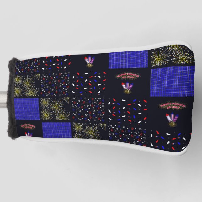 Fourth of July Patchwork Pattern - July 4th Golf Head Cover (Front)