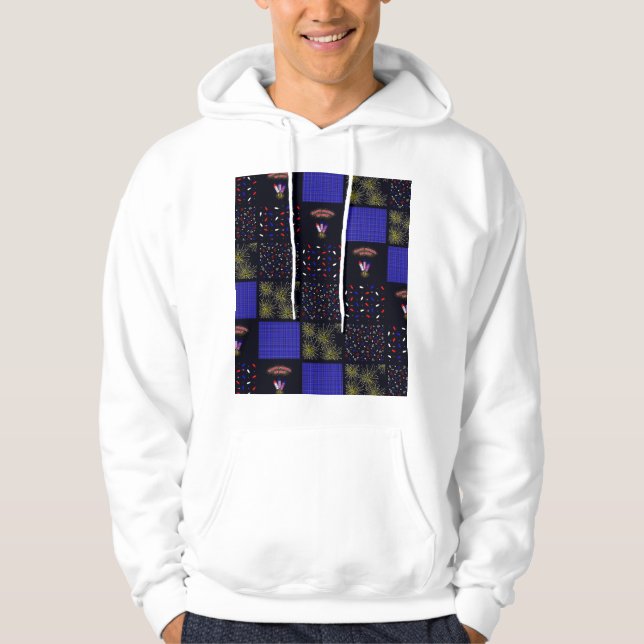 Fourth of July Patchwork Pattern - July 4th Hoodie (Front)