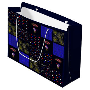 Fourth of July Patchwork Pattern - July 4th Large Gift Bag