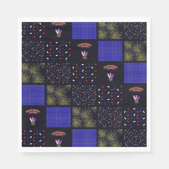 Fourth of July Patchwork Pattern - July 4th Napkins (Front)