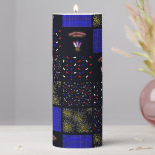 Fourth of July Patchwork Pattern - July 4th Pillar Candle