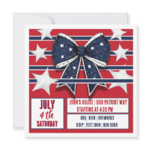 Fourth of July Patriotic Red White Blue Invitation