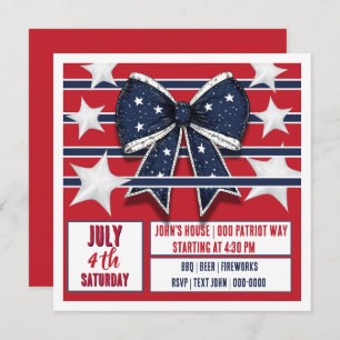 Fourth of July Patriotic Red White Blue Invitation