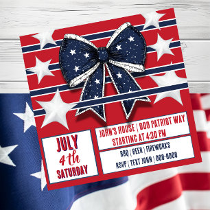 Fourth of July Patriotic Red White Blue Invitation