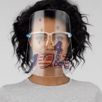 Fourth Of July patterned typography and stars Face Shield