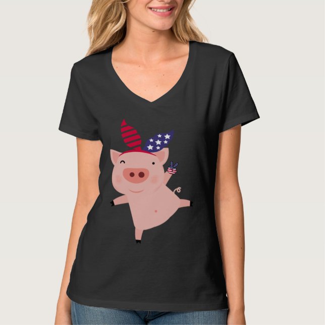 Fourth of July Pig T-Shirt (Front)