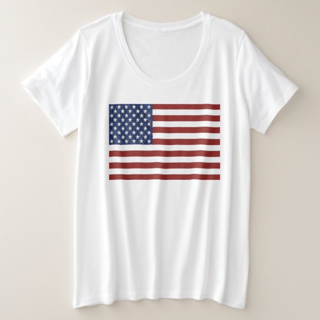 Fourth of July Plus Size t-shirt  American Flag (Design Front)