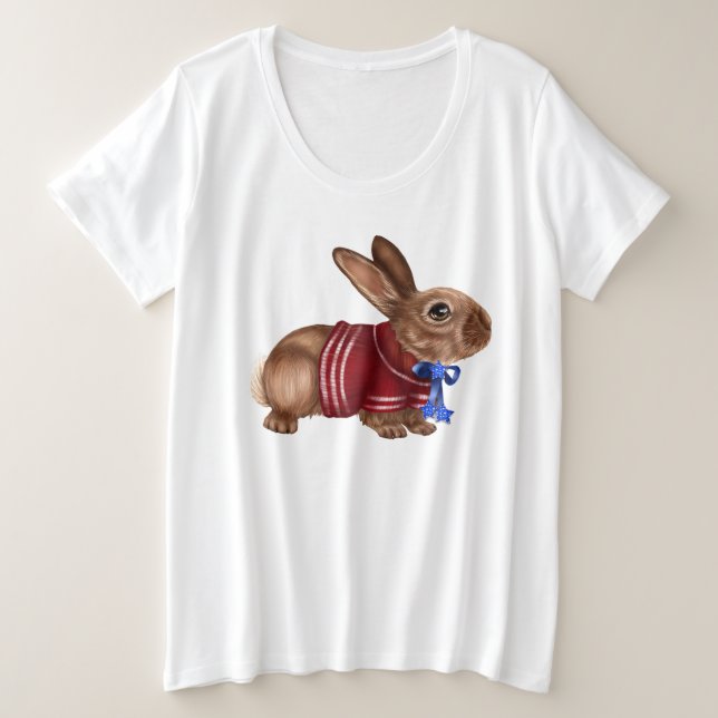 Fourth of July Plus Size t-shirt with  Rabbit (Design Front)