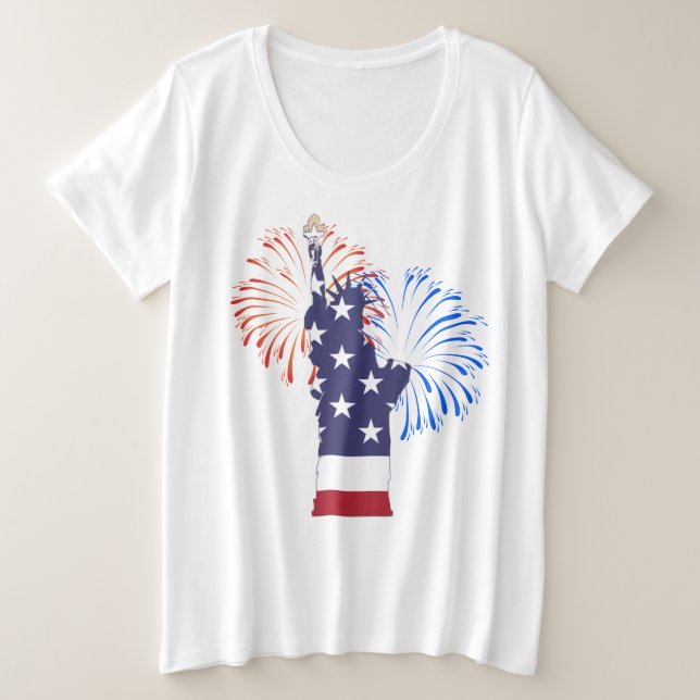 Fourth of July Plus Size t-shirt with Statue (Design Front)