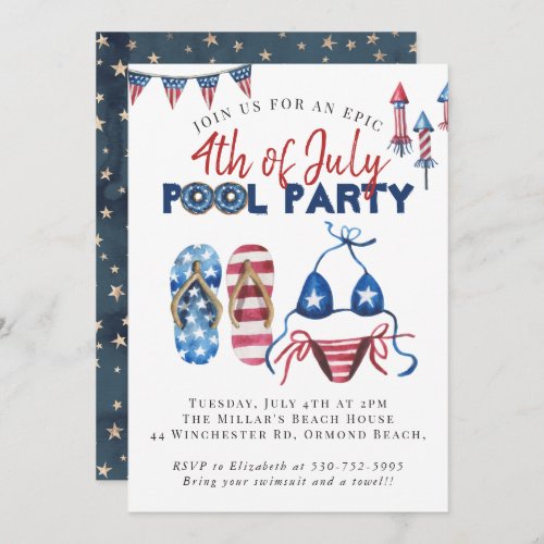 Fourth of July Pool Party Invitation