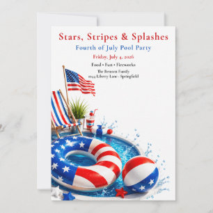 Fourth of July Pool Party - Patriotic Summer Invitation