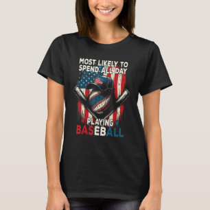 Fourth Of July Quote Baseball Player Retro July 4t T-Shirt