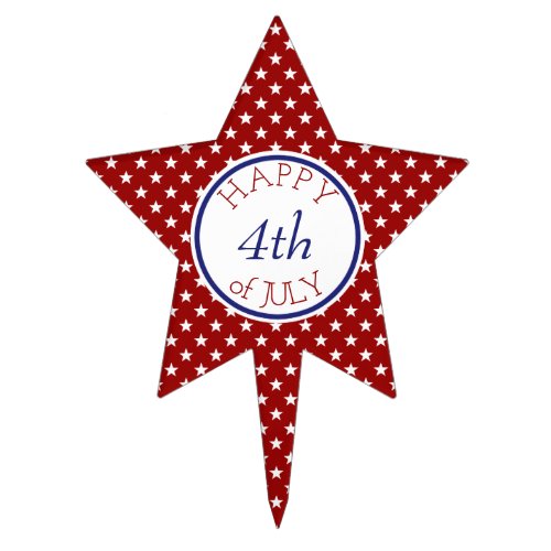 Fourth of July Red and White Stars Personalized Cake Topper