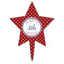 Fourth of July Red and White Stars Personalized Cake Topper