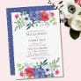 Fourth of July Red White and Blue Floral Wedding Invitation