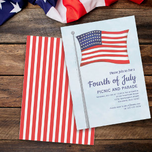 Fourth of July Red White and Blue Patriotic Invitation