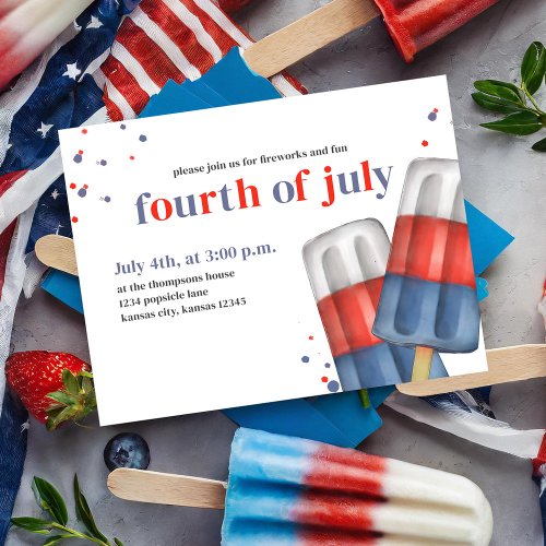 Fourth Of July Red White and Blue Summer Popsicle  Postcard