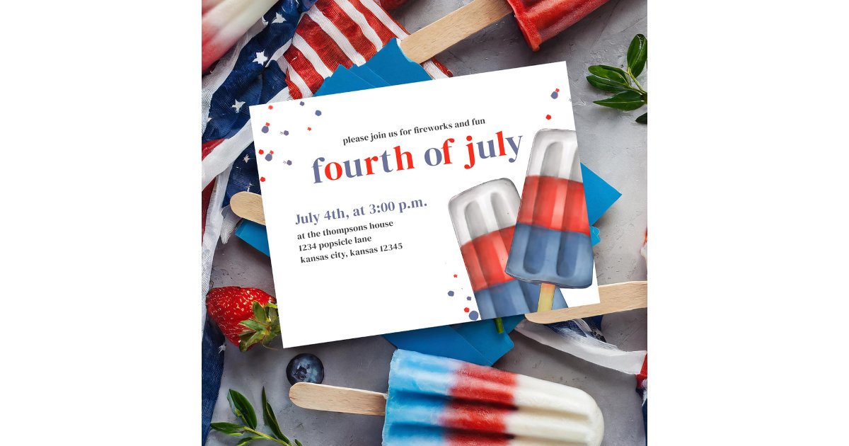 Fourth Of July Red White and Blue Summer Popsicle Postcard | Zazzle