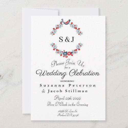 Fourth of July Red White and Blue Wreath Invitation