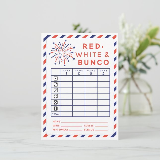  Fourth of July Red white and Bunco card (Standing Front)
