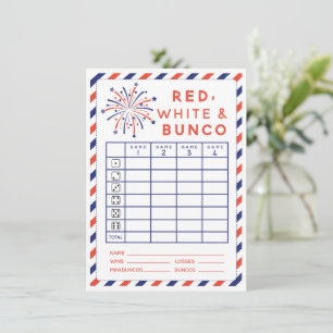 Fourth of July Red white and Bunco card