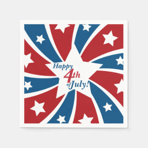 Fourth of July Red White Blue Stars and Stripes Paper Napkins