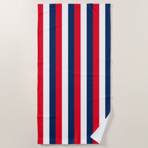 Fourth of July red white blue stripes modern Beach Towel