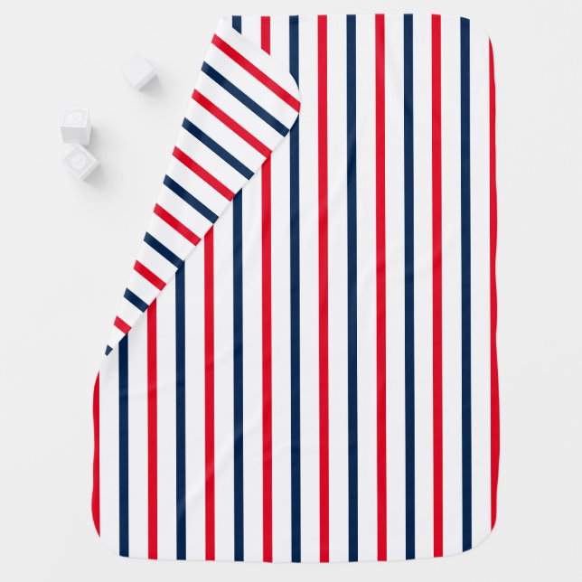 Fourth of July red white blue stripes patriotic Baby Blanket (In Situ)