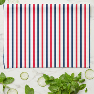 Fourth of July red white blue stripes patriotic Kitchen Towel