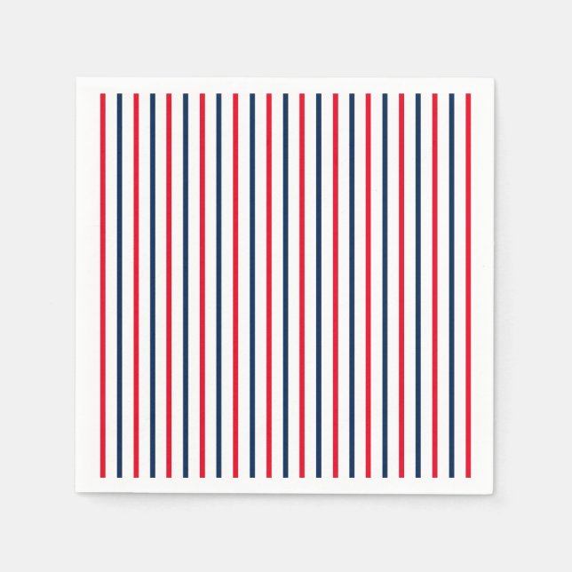 Fourth of July red white blue stripes patriotic Napkins (Front)