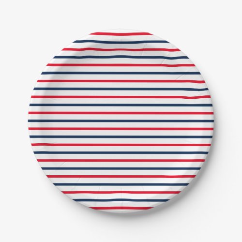 Fourth of July red white blue stripes patriotic Paper Plates