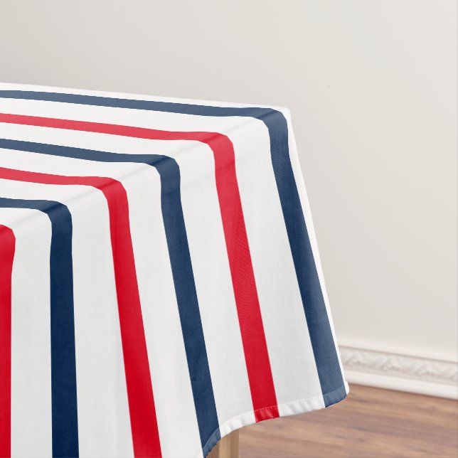 Fourth of July red white blue stripes patriotic Tablecloth (In Situ)
