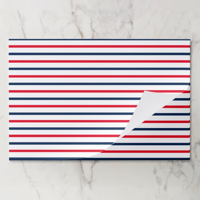 Fourth of July red white blue stripes placemat (Folded)