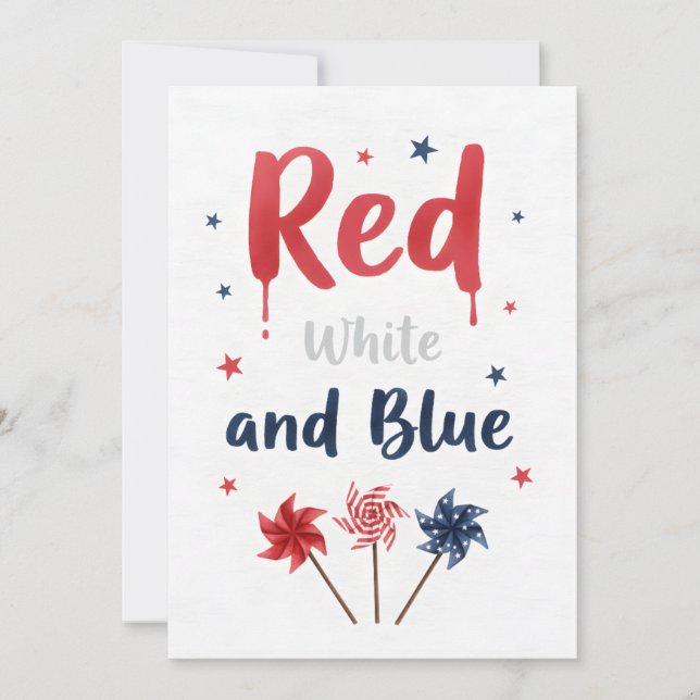 Fourth of July Red White Boom Patriotic Fireworks Holiday Card (Front)