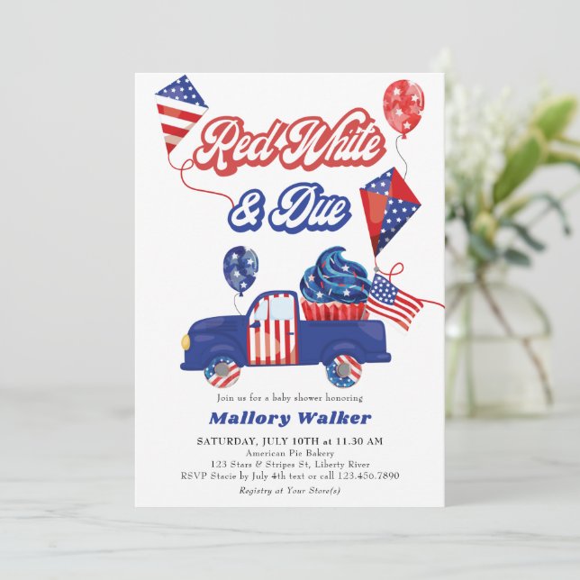 Fourth of July Red White Due Baby Shower Invitation Zazzle