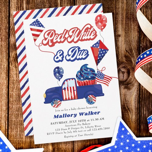 Fourth of July Red White  Due Baby Shower Invitation