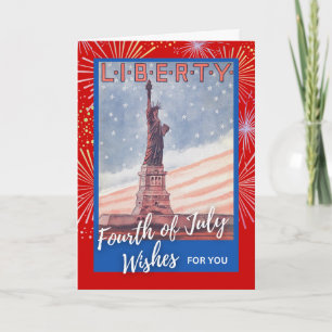 Fourth of July Retro Vintage Statue of Liberty Card