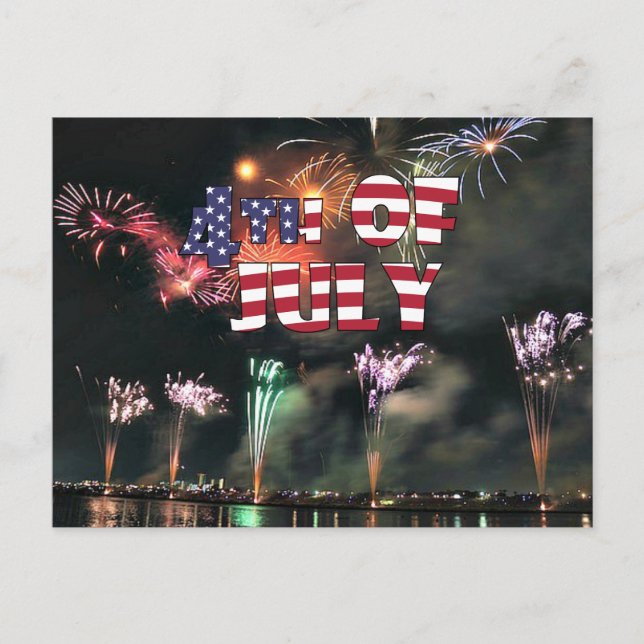 Fourth of July Spectacular Fireworks Postcard (Front)