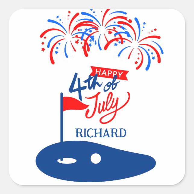 FOURTH OF JULY SQUARE STICKER (Front)