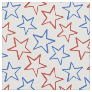 Fourth of July Stars 4th of July White Blue Red Fabric