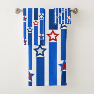 Fourth of July Stars and Stripes  Bath Towel Set