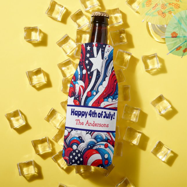 Fourth of July | Stars and Stripes Personalized Bottle Cooler (In Situ Summer)