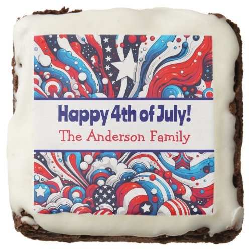 Fourth of July  Stars and Stripes Personalized Brownie
