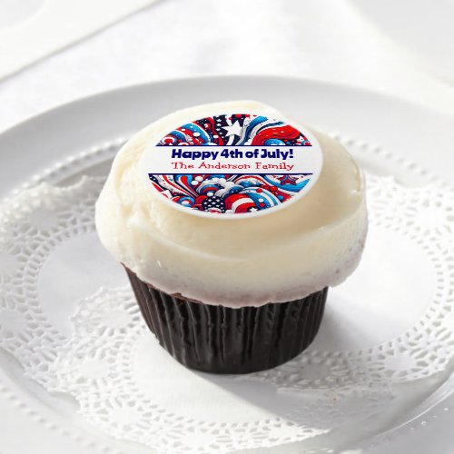 Fourth of July  Stars and Stripes Personalized Edible Frosting Rounds