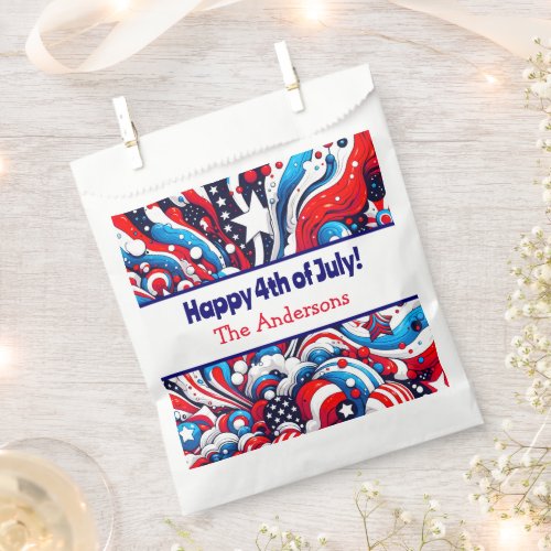 Fourth of July  Stars and Stripes Personalized Favor Bag