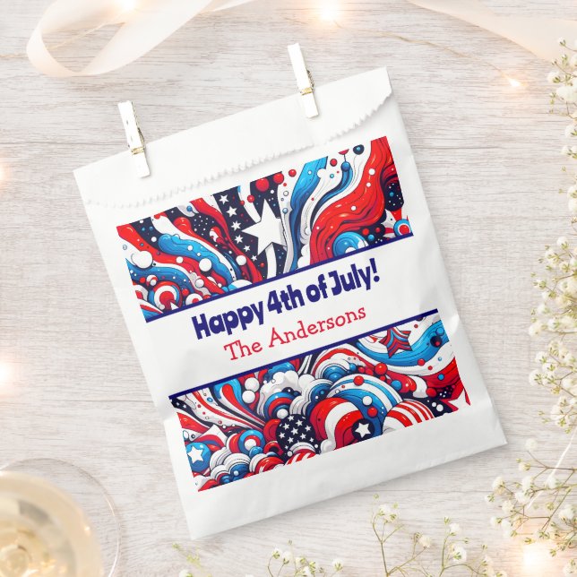 Fourth of July | Stars and Stripes Personalized Favor Bag (Clipped)