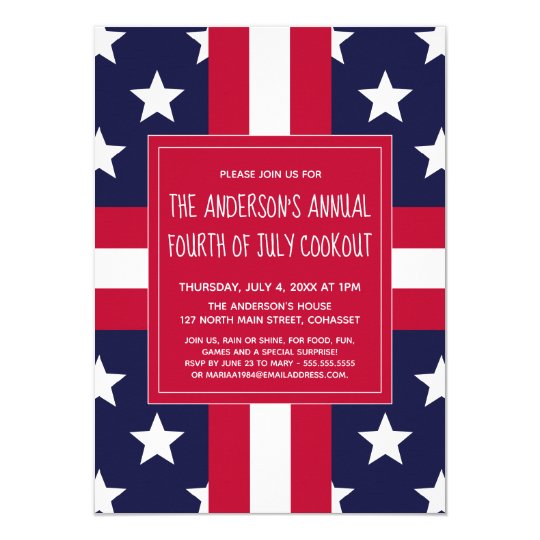 Fourth of July Summer Party, Cookout Invite | Zazzle.com