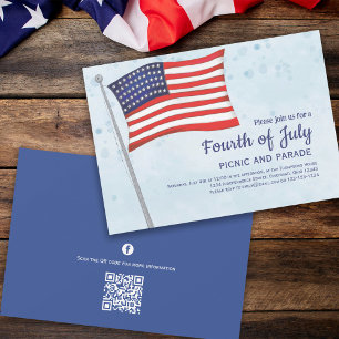 Fourth of July Summer Red White and Blue Flag Invitation